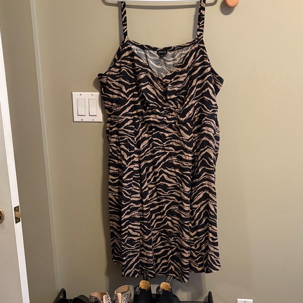 Torrid Black and Tan Zebra Print Mini Dress